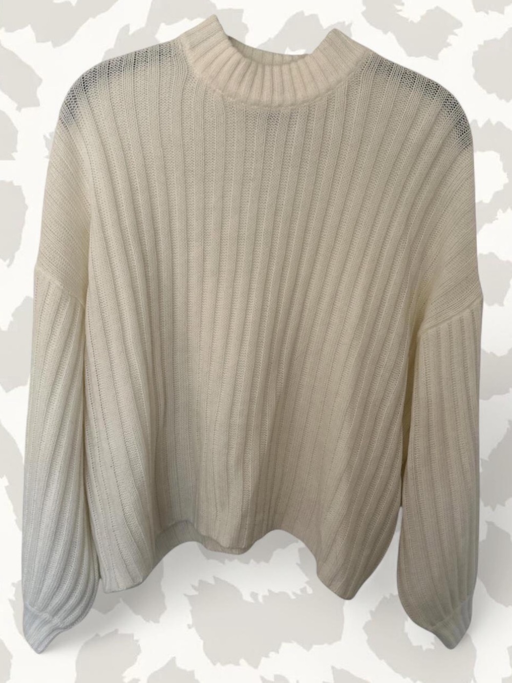 Princess Polly Cream Rib-Knit Crewneck Sweater